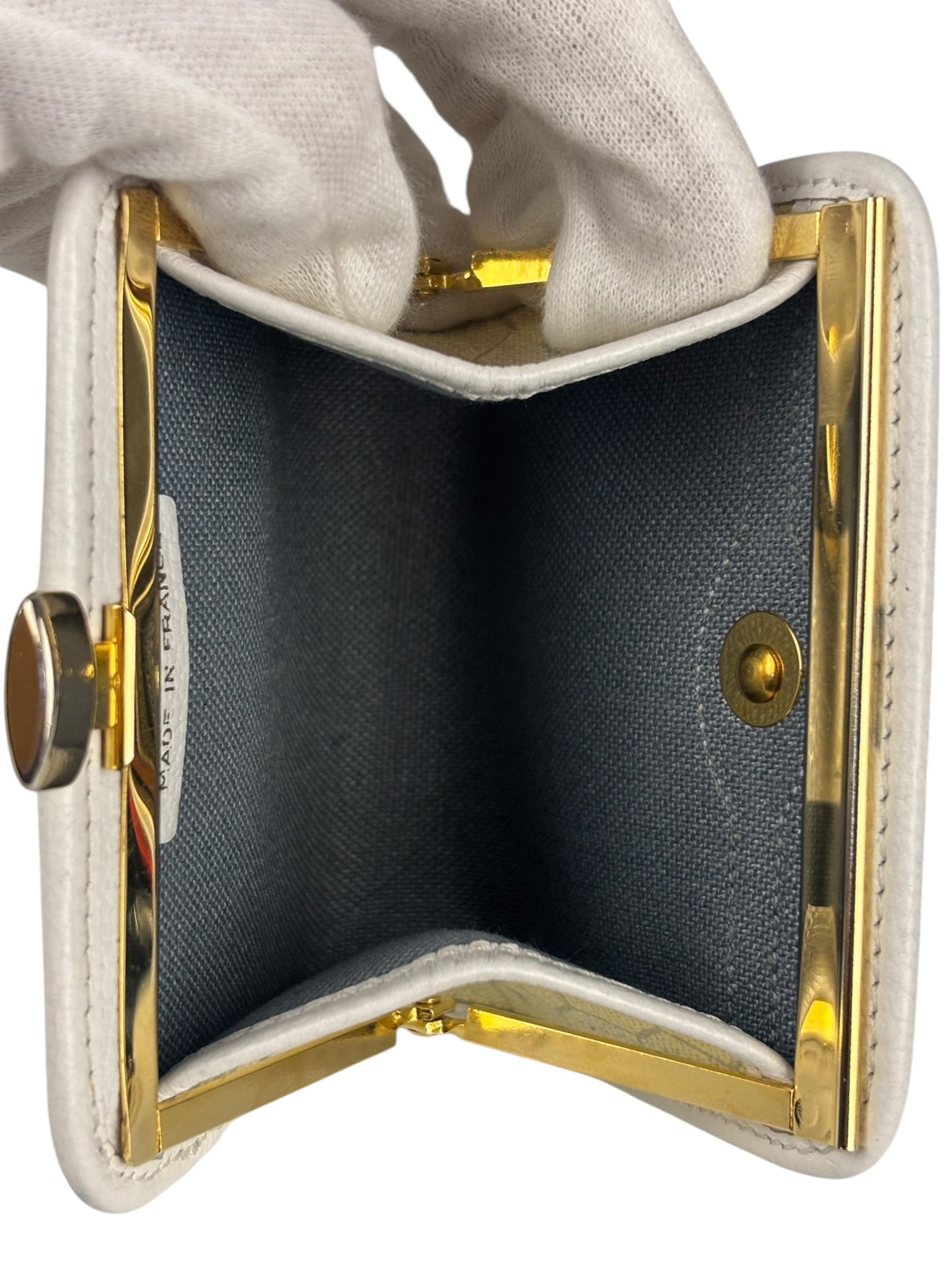 Christian Dior Vintage White Honeycomb Print Mini Coin Pouch