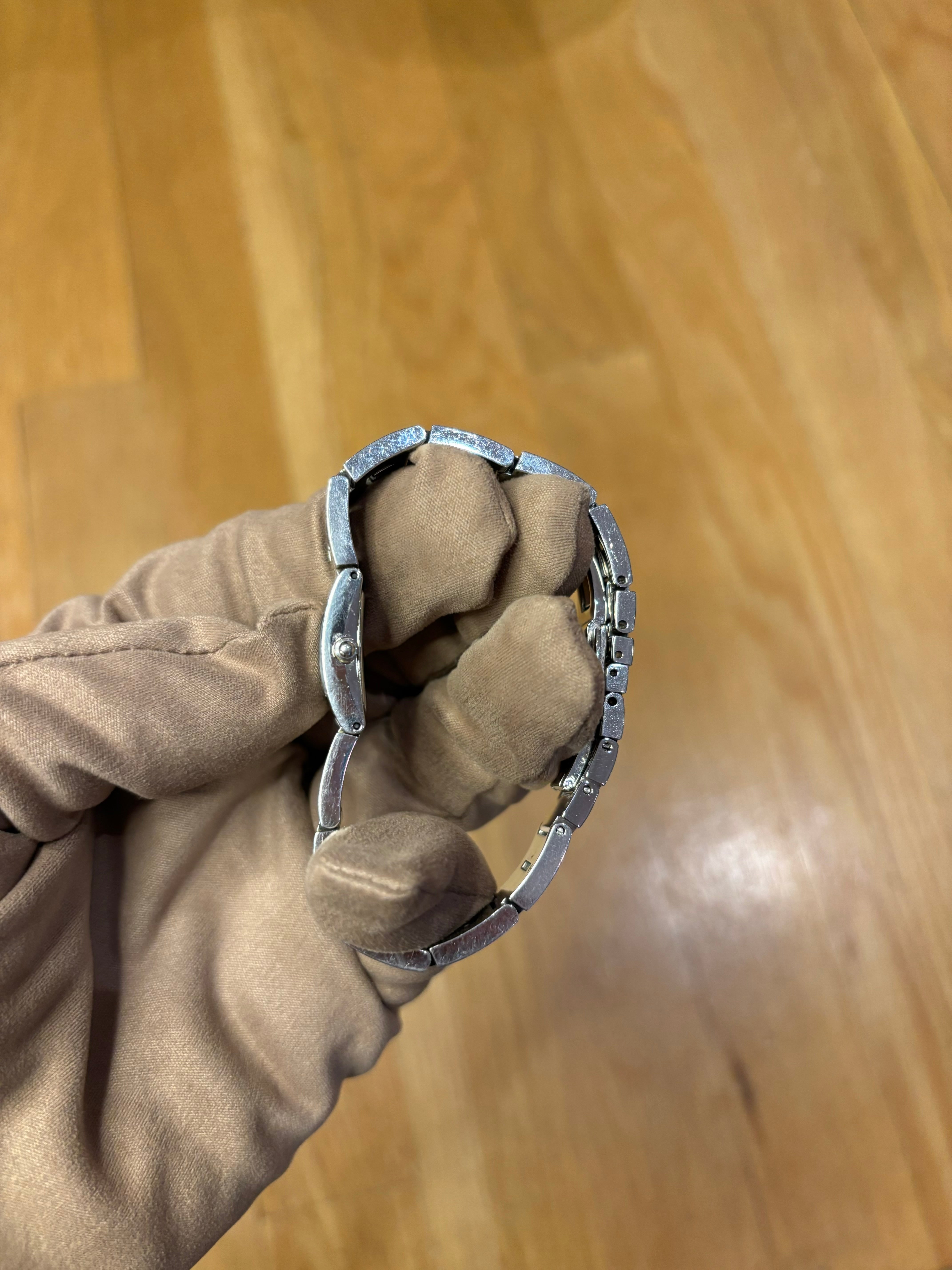 Fendi Black Dial Tank Stainless Letter Links