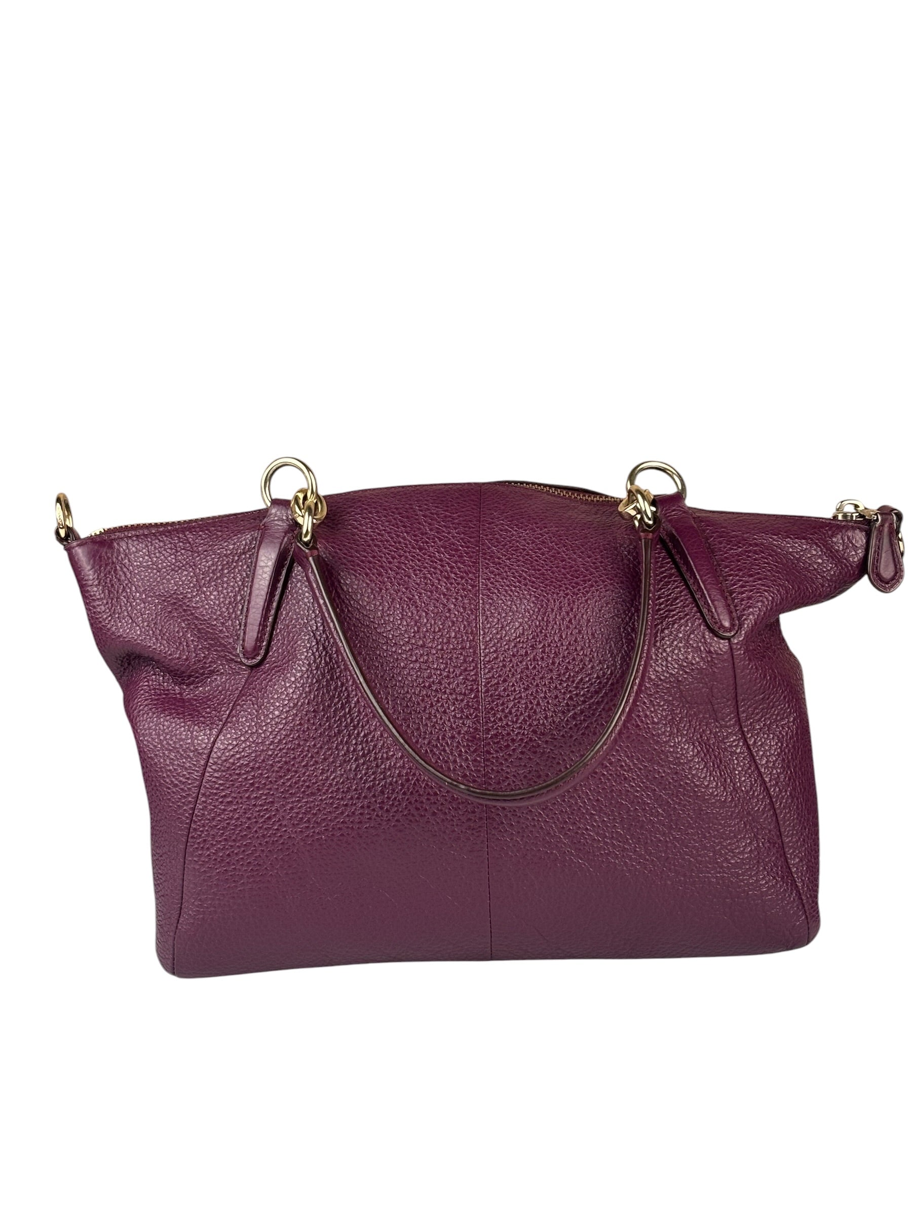 Coach Purple Pebbled Leather Small Kelsey Satchel Two-Way Bag