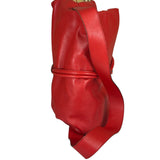 Burberry Red Leather Haymarket Check Shoulder Bag