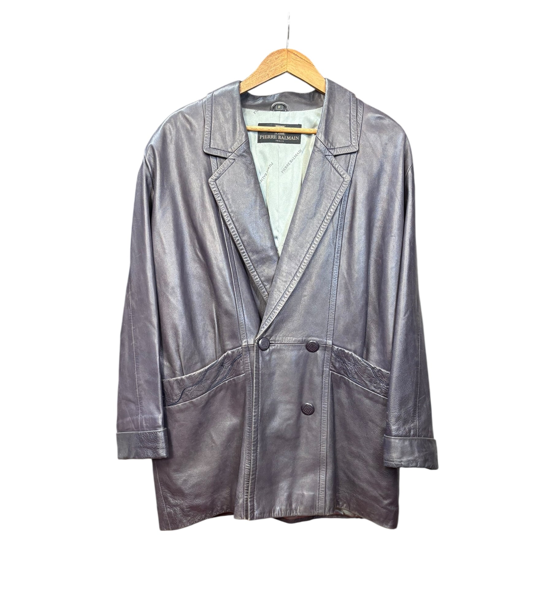 Pierre Balmain Vintage Purple Leather Coat