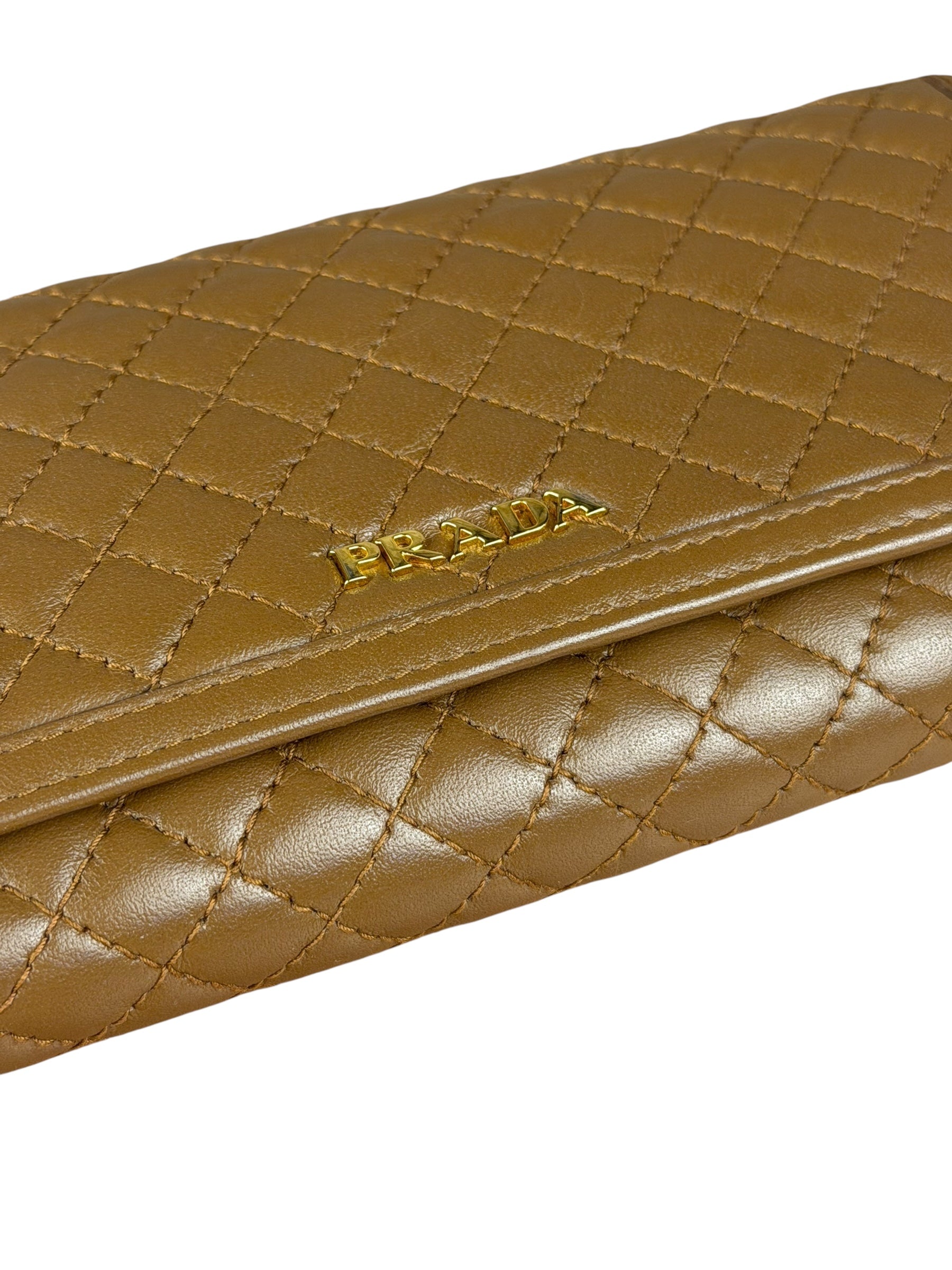 Prada Brown Quilted Leather Long Wallet