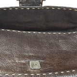 Fendi Selleria Brown Leather Stitched Baguette