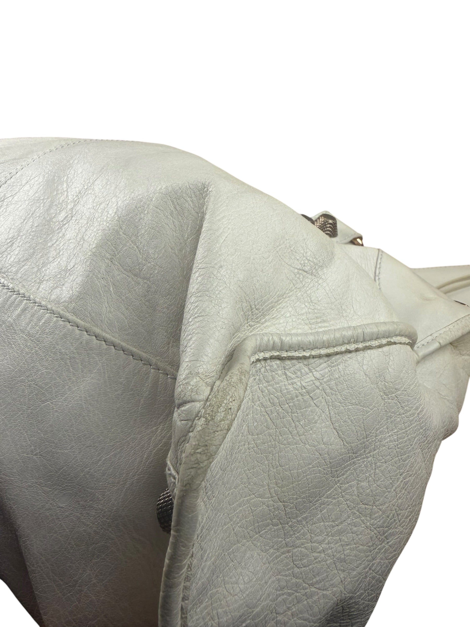 Balenciaga White Leather Giant 21 City Shoulder Bag