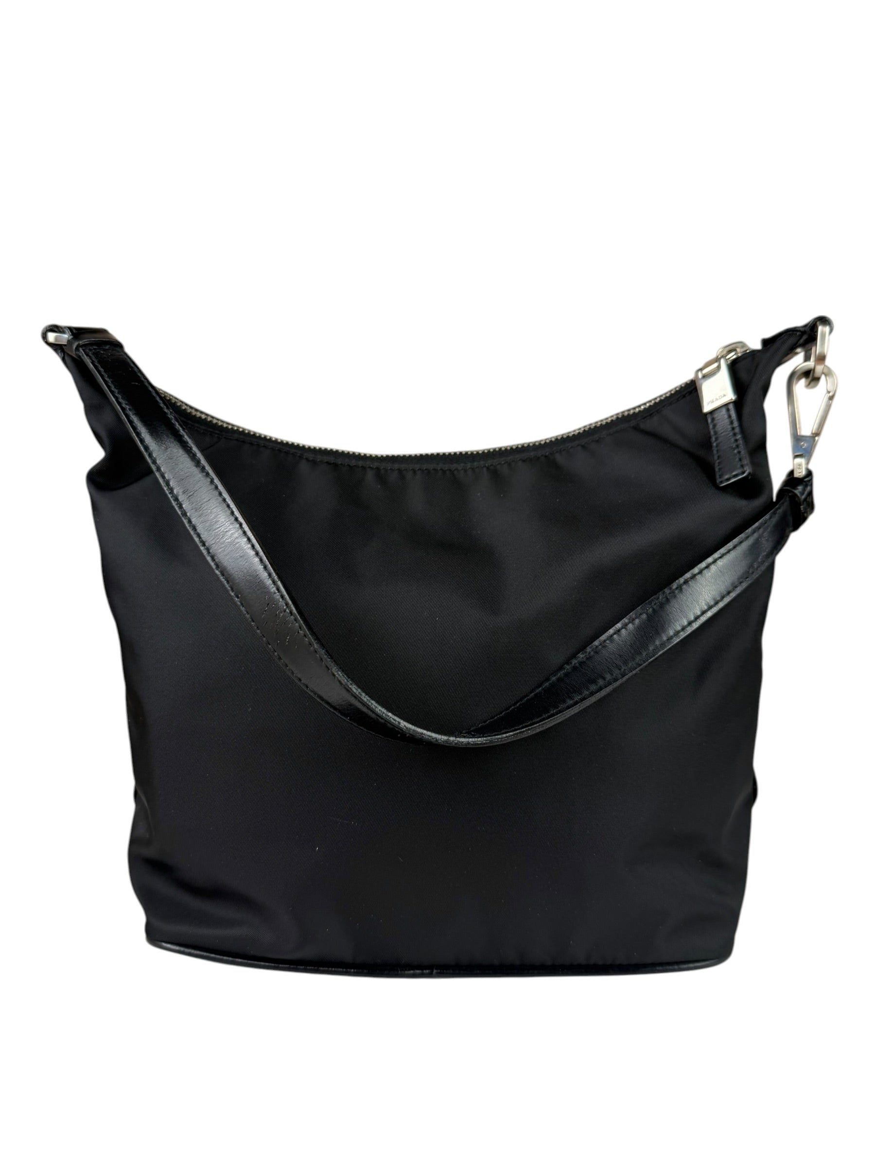 Prada Black Leather Trim/Tessuto Nylon  Shoulder Bag