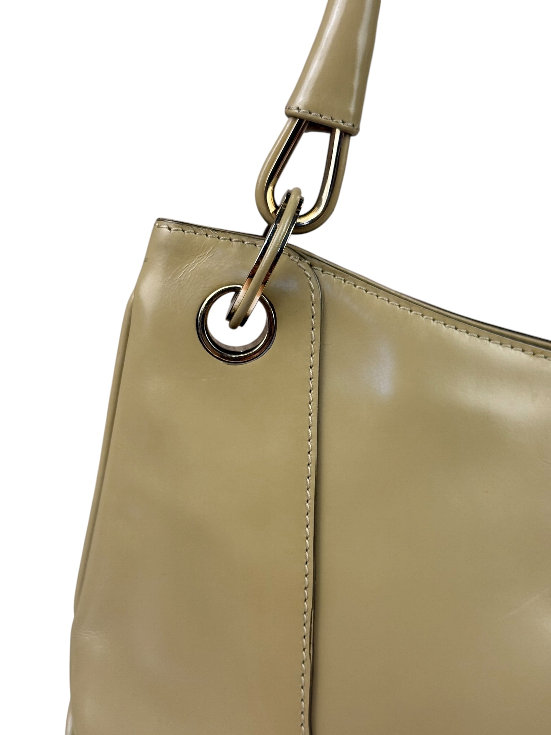 Gucci Vintage Beige Patent Leather Lady Lock Jackie Shoulder Bag