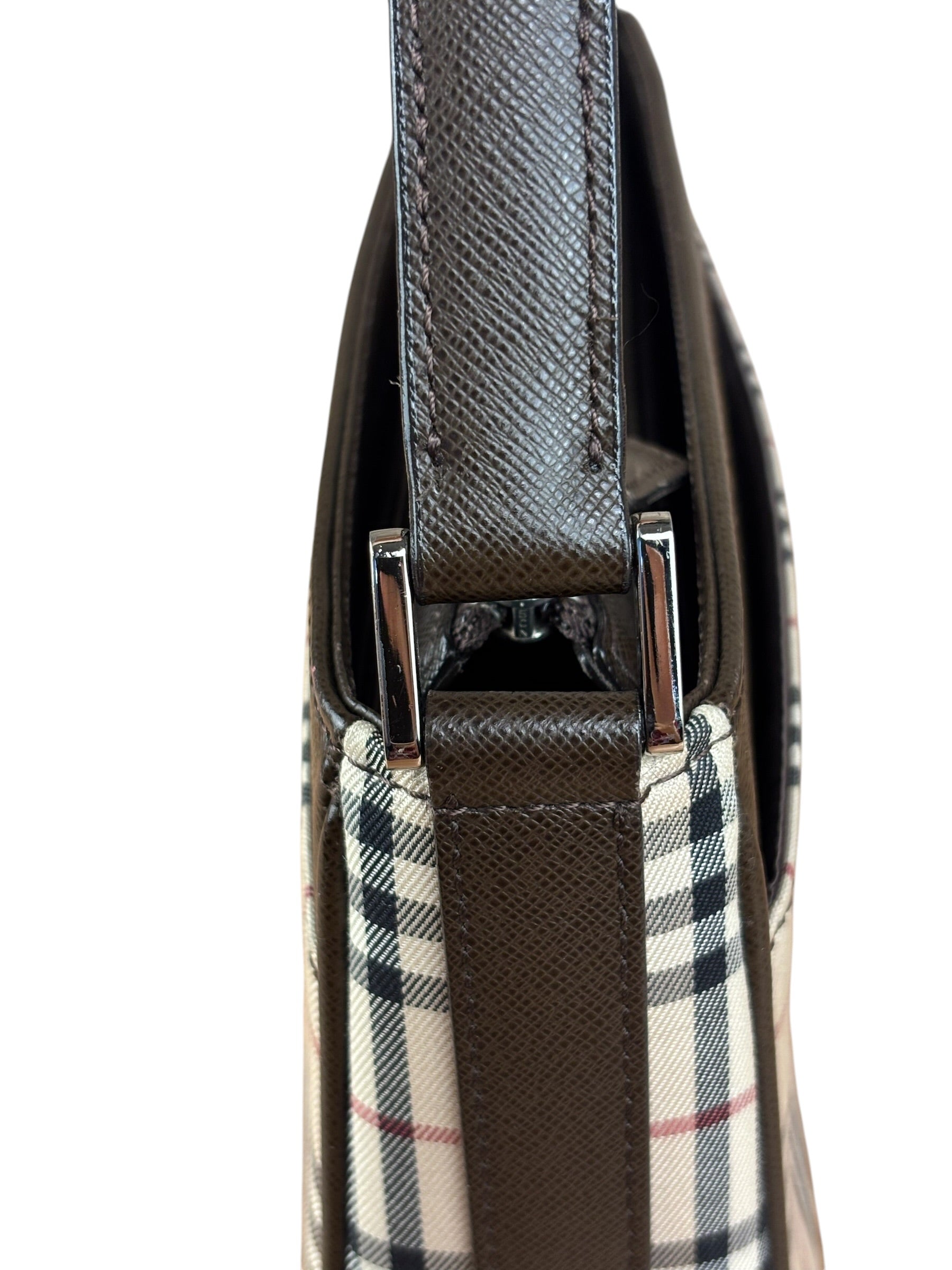 Burberry Vintage Leather Trim House Check Pochette