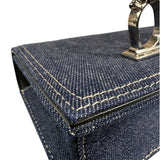 Alexander McQueen Denim Jeweled Knuckle Shoulder Bag