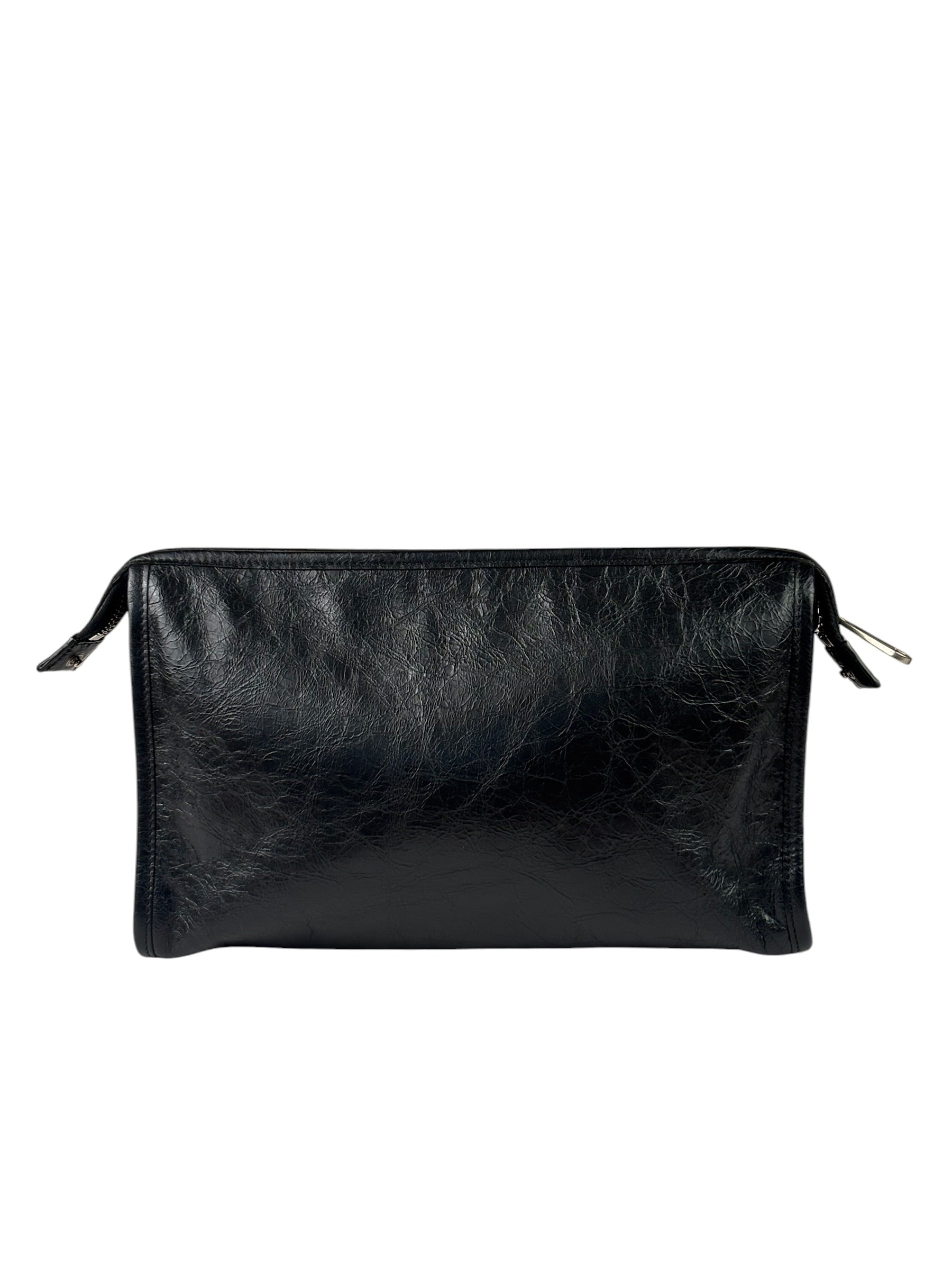Gucci Black Leather Zip Clutch