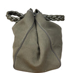 Bottega Venta Vintage Olive/Brown Canvas Large Shopper Shoulder Bag