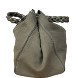 Bottega Venta Vintage Olive/Brown Canvas Large Shopper Shoulder Bag