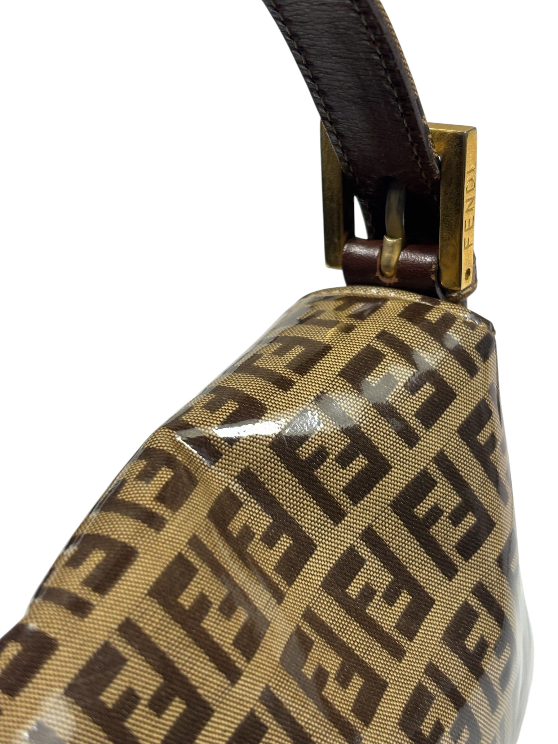 Fendi Brown Vinyl Zucca Baguette