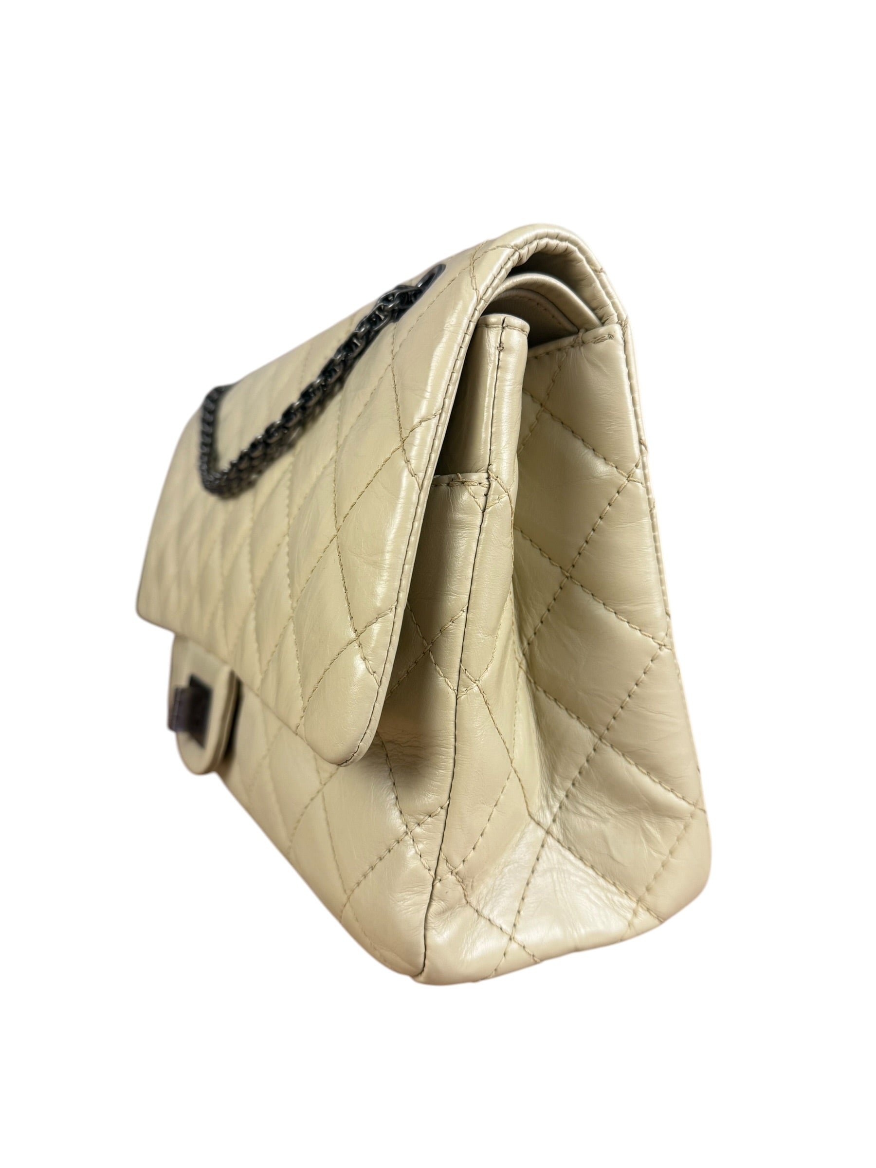 Chanel Aged Ivory Quilted Leather 2.55 Reissue Double Flap Bag 2009