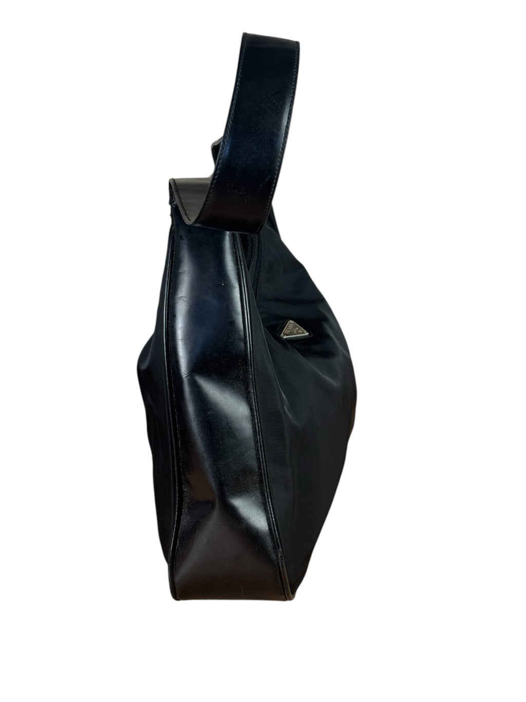 Prada Black Tessuto Nylon/Leather Large Spazzolato Hobo Bag