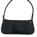 Salvatore Ferragamo Vintage Black Lizard Embossed Leather Pochette