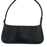 Salvatore Ferragamo Vintage Black Lizard Embossed Leather Pochette