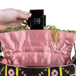 Fendi Canvas Baguette Dark Brown Beaded