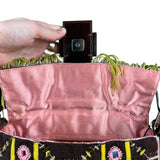 Fendi Canvas Baguette Dark Brown Beaded