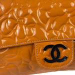 Chanel Orange Patent Leather Camellia Flap Pochette 2003