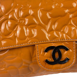 Chanel Orange Patent Leather Camellia Flap Pochette 2003
