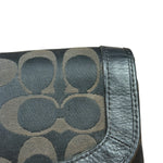 Coach Vintage Black Leather Trim C Canvas Flap Snap Clutch Wristlet