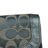 Coach Vintage Black Leather Trim C Canvas Flap Snap Clutch Wristlet