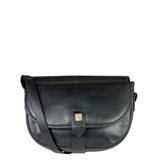 Christian Dior Vintage Black Leather Rounded Flap Bag