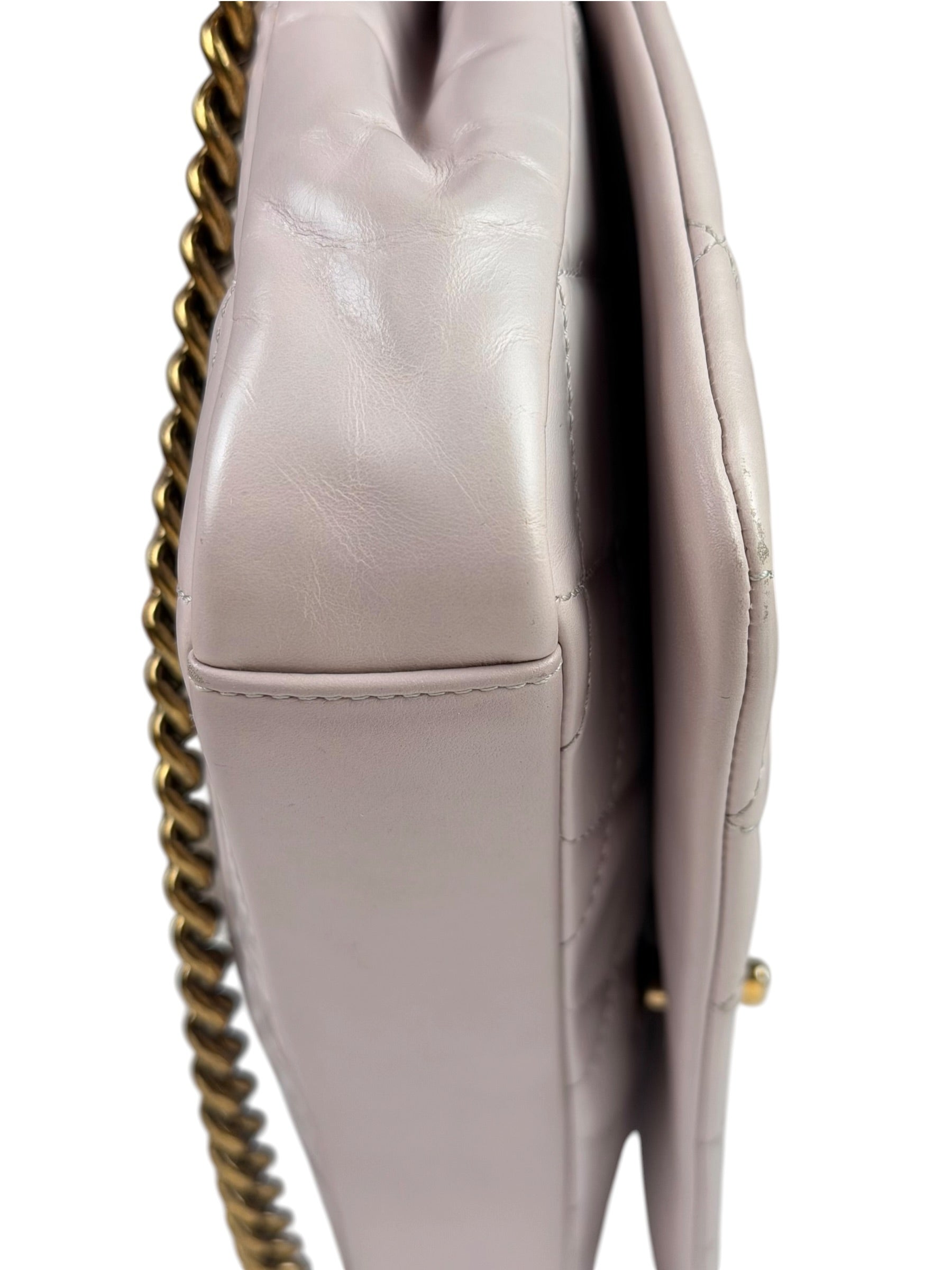 Chanel Light Lilac Calfskin Leather Quilted Flap Chain Bag