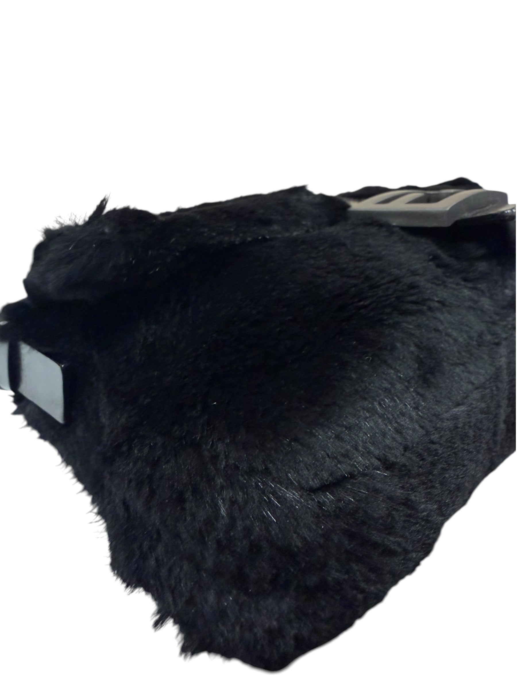 Fendi Black Shearling/Leather Trim Baguette