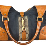 Gucci Vintage Denim Leather Trim Jackie Shoulder Bag