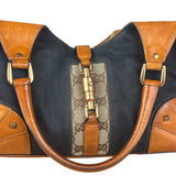 Gucci Vintage Denim Leather Trim Jackie Shoulder Bag