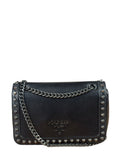 Prada Black Calfskin Studded Glace Flap Bag