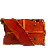 Chanel Orange Suede Shearling Patchwork Shoulder Bag 2001