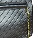 Chanel Vintage Black Chevron Leather Chain Bag