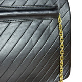 Chanel Vintage Black Chevron Leather Chain Bag