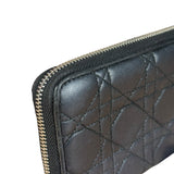 Christian Dior Vintage Black Quilted Leather Zippy Wallet
