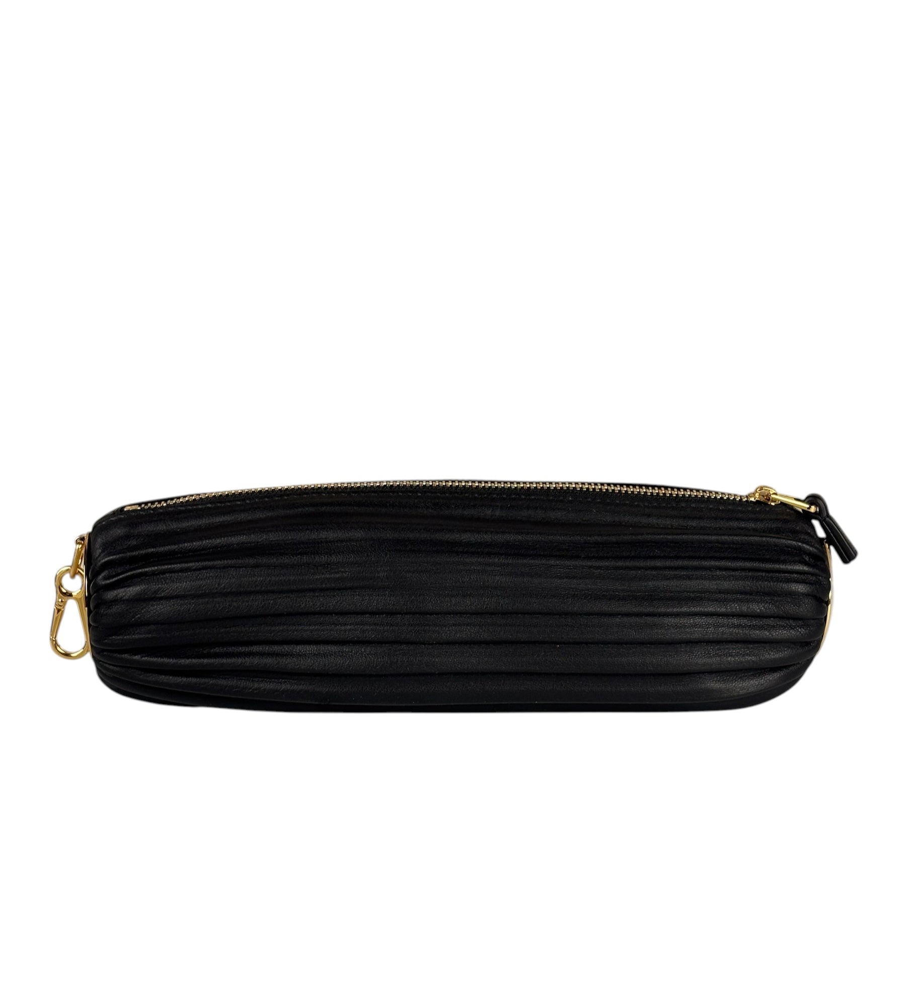 Loewe Leather Bracelet Pleated Pouch Bag Black