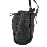 Bottega Veneta Black Intrecciato Fringe Shoulder Bag