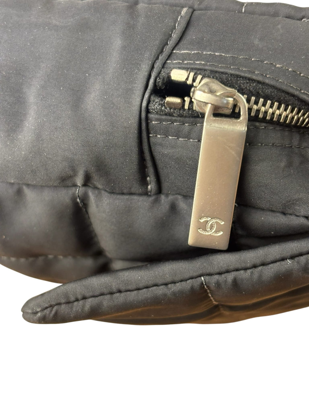 Chanel Black Nylon Chocolate Bar Flap Bag 2002