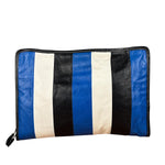 Balenciaga Tricolor Leather Bazaar Striped Pouch