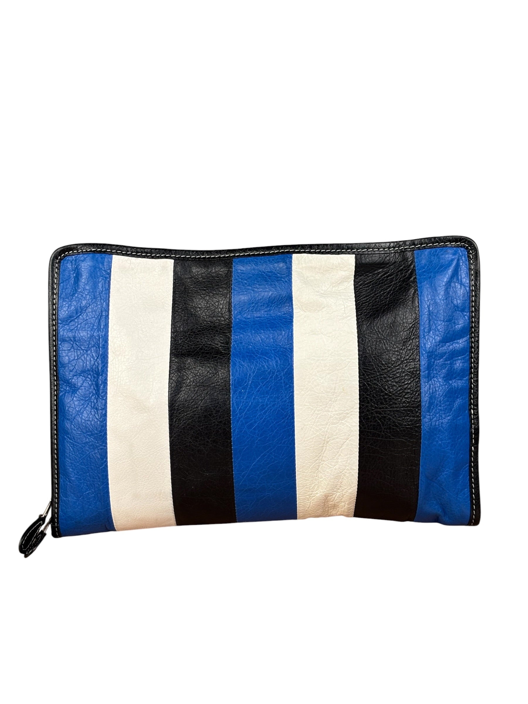 Balenciaga Tricolor Leather Bazaar Striped Pouch