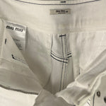 Miu Miu White Denim Stitched Bootleg Jeans