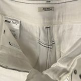 Miu Miu White Denim Stitched Bootleg Jeans