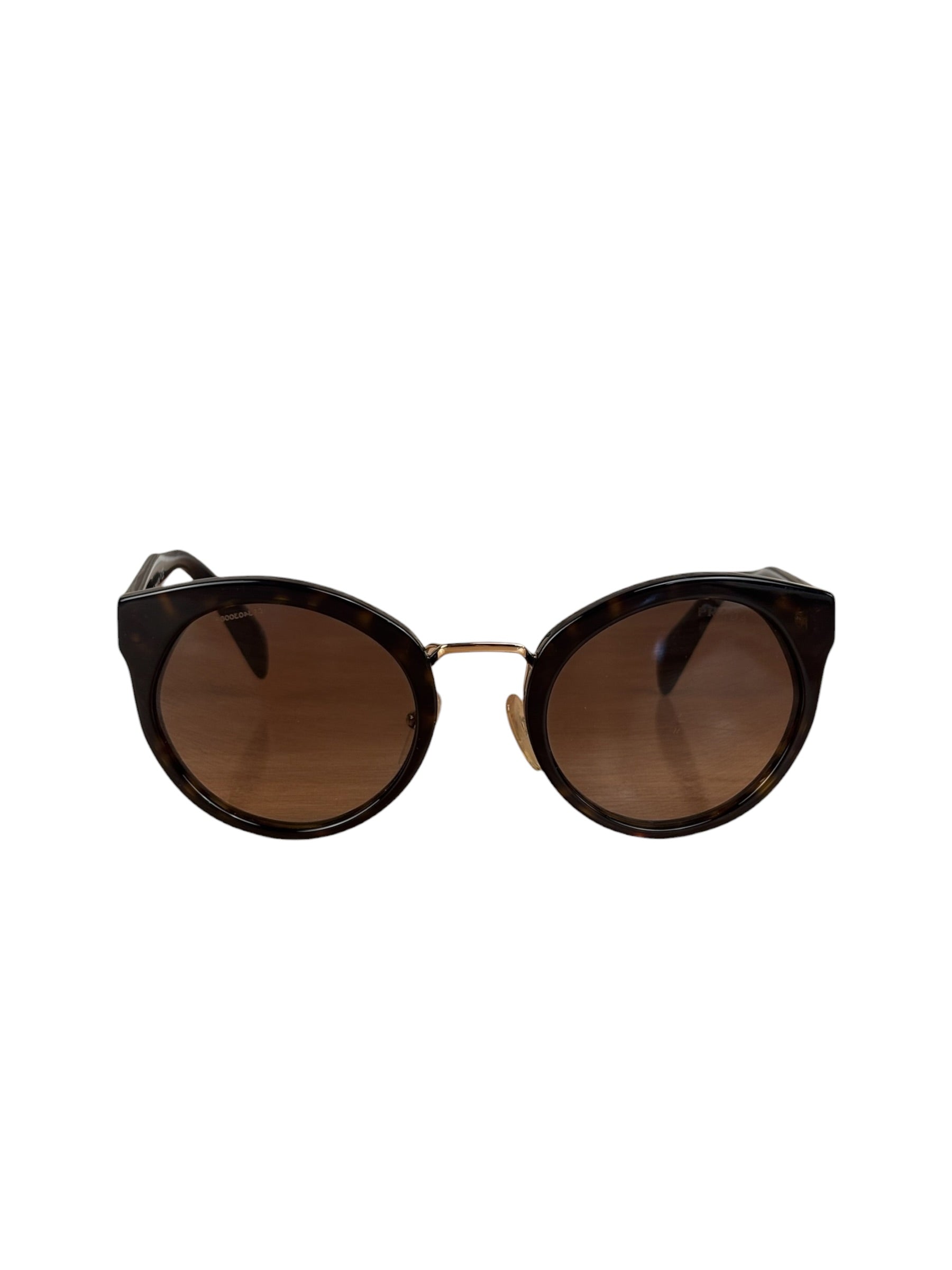 Prada Dark Tortoise Round Frame Sunglasses SPR 06T