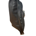 Fendi Vintage Black Leather Double Flap Baguette