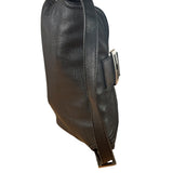 Fendi Vintage Black Leather Double Flap Baguette