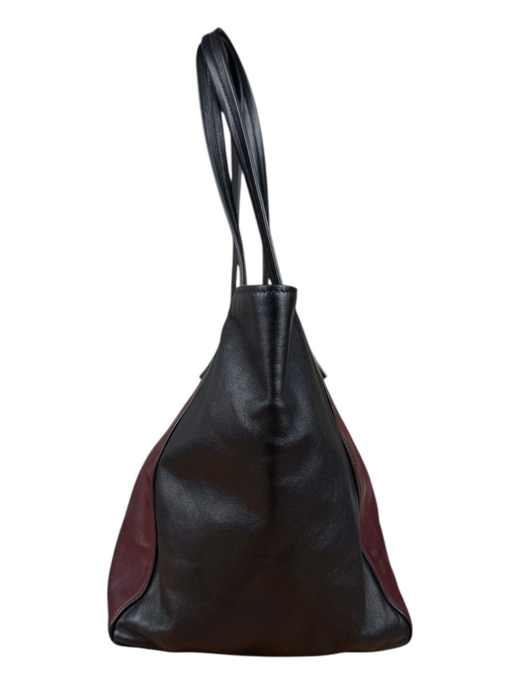 Prada Black/Burgundy Leather Shoulder Tote