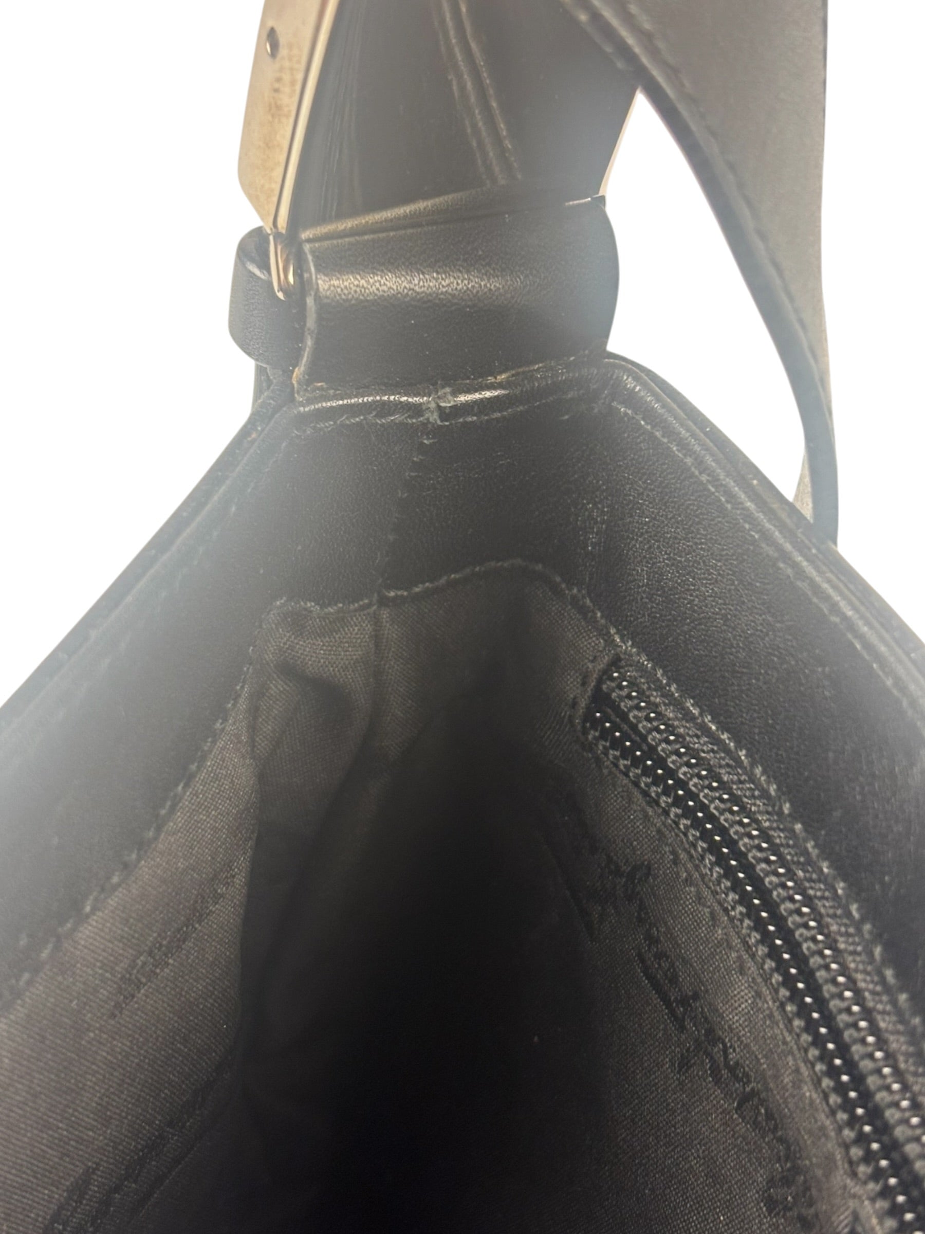Ferragamo Vintage Black Leather Flap Shoulder Pochette
