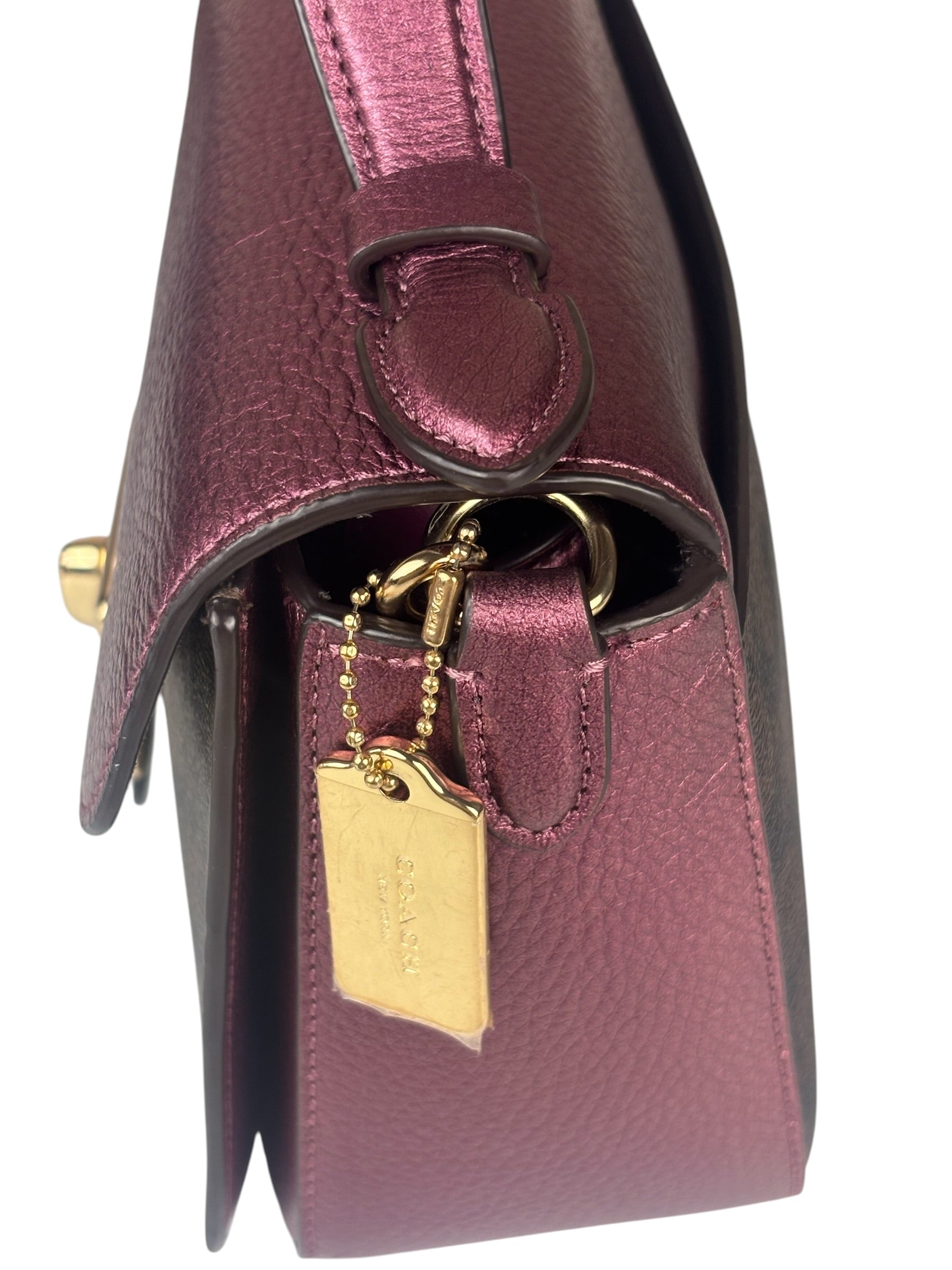 Coach Metallic Berry Leather Signature Cassidy Two-Way Bag