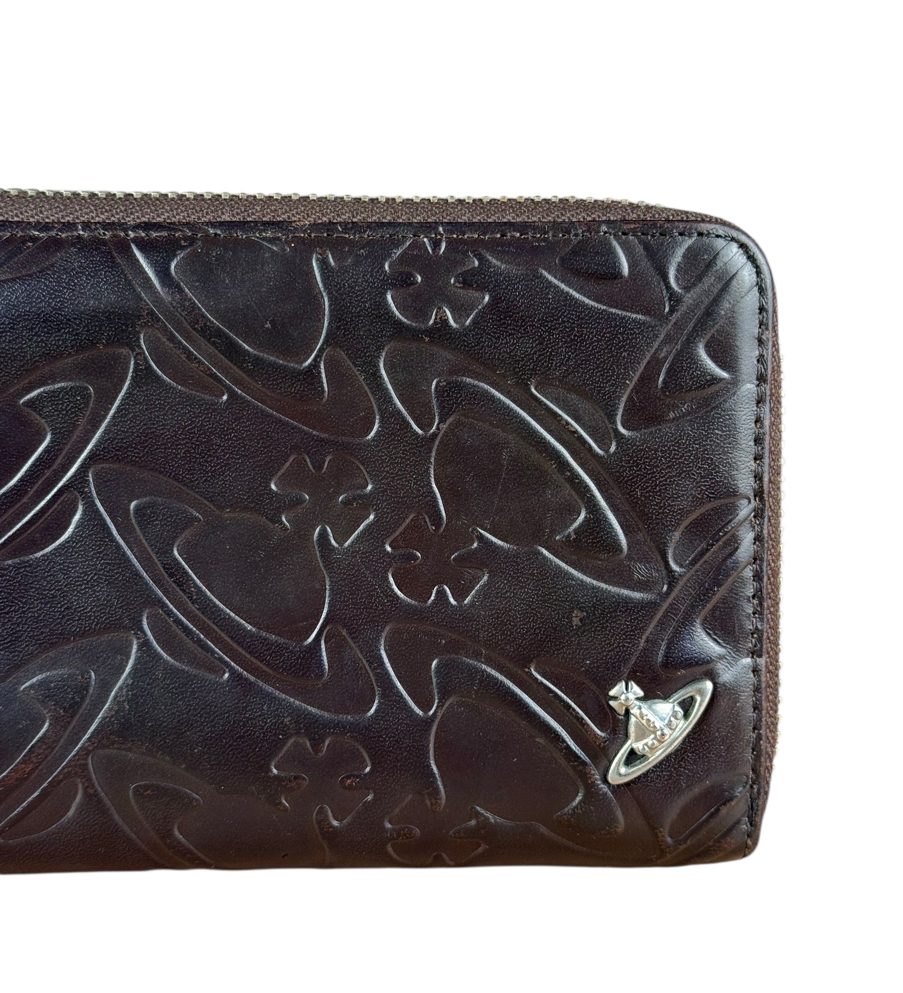 Vivienne Westwood Brown Leather Logo Zippy Wallet